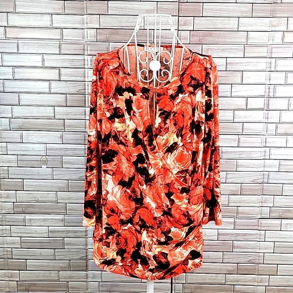 Chause New York floral print tunic blouse Size XL